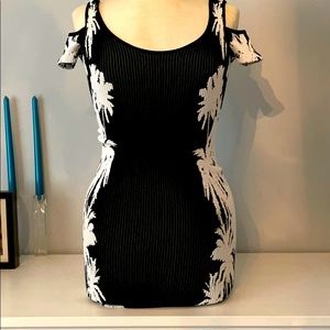 Bebe black and white bodycon dress